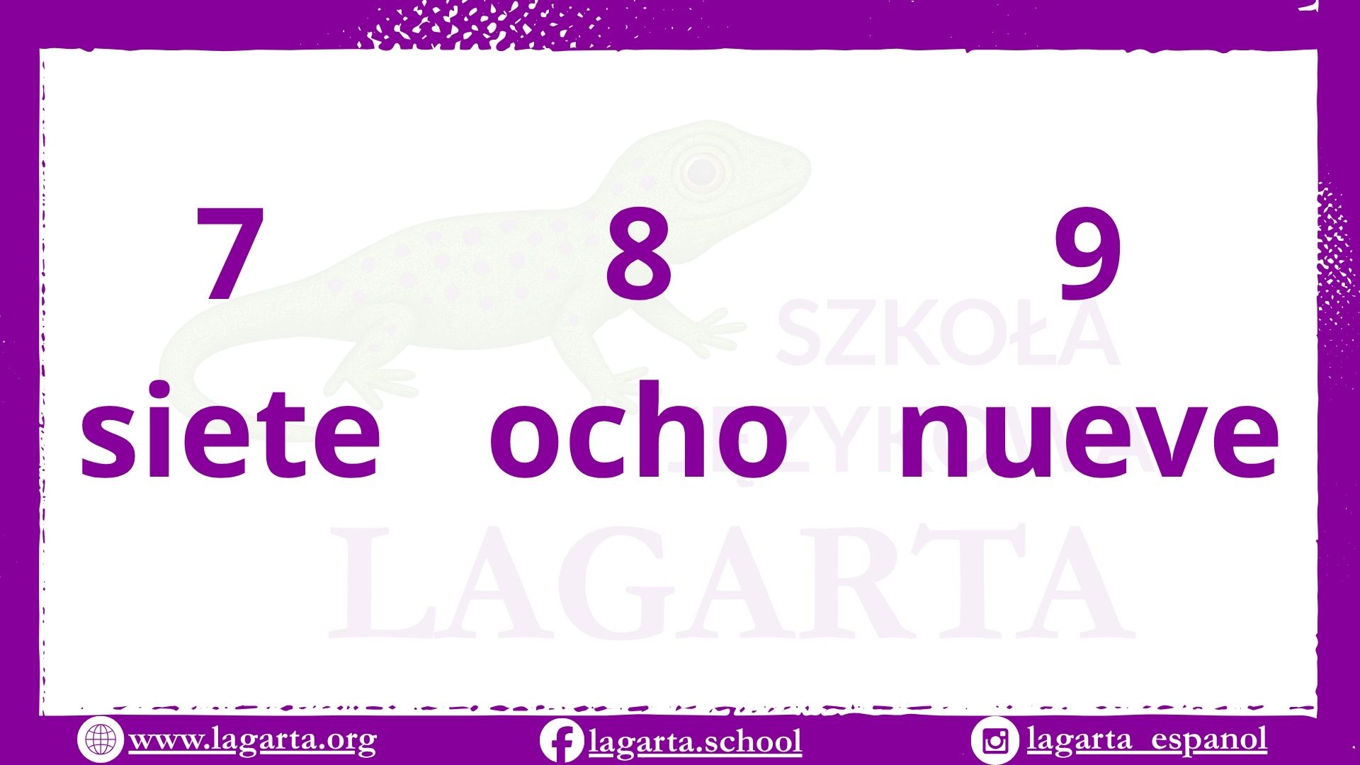 Liczby od 7 do 9 po hiszpańsku